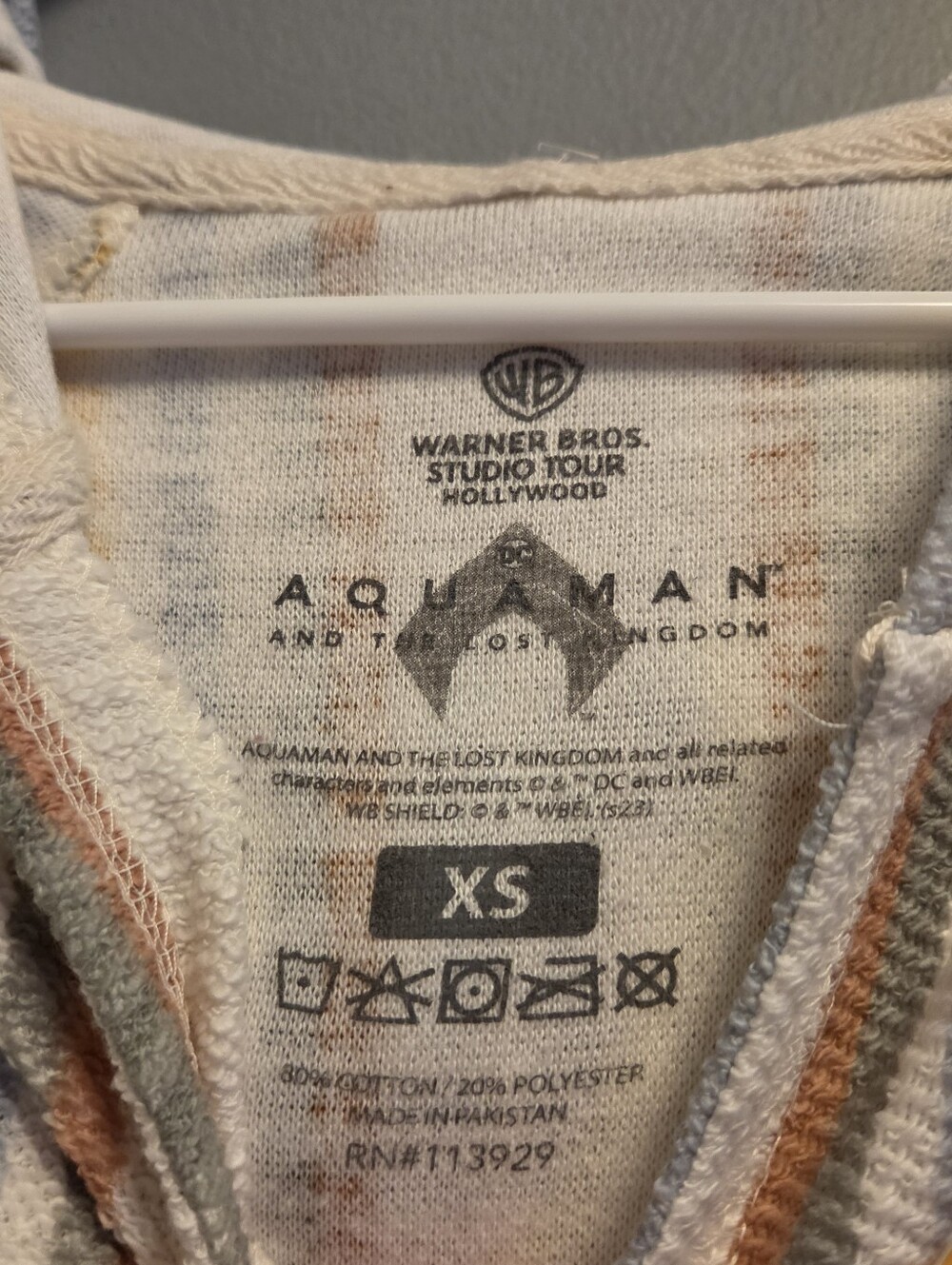 Aquaman Warner Bros Studio Tour Hollywood Baja Hoodie Striped Womens XS NWOT - Picture 5 of 5